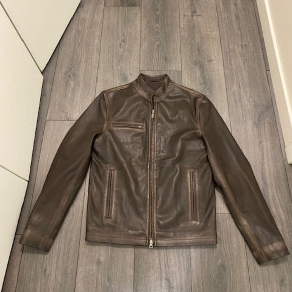 Magnoli Clothiers Brown Leather Jacket Size M